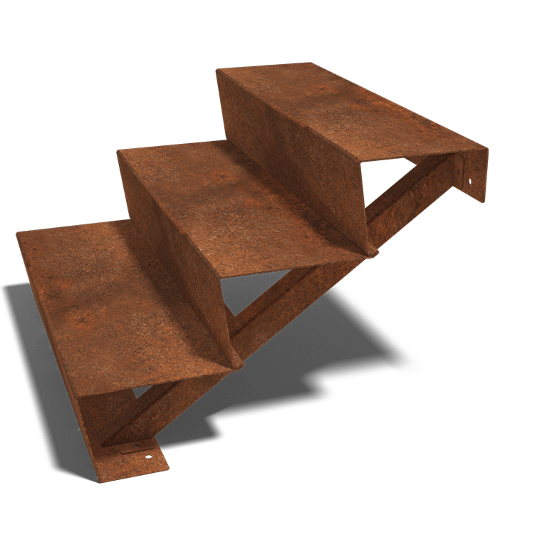 Scară din oțel corten New York 3 trepte (lățime 120 cm)