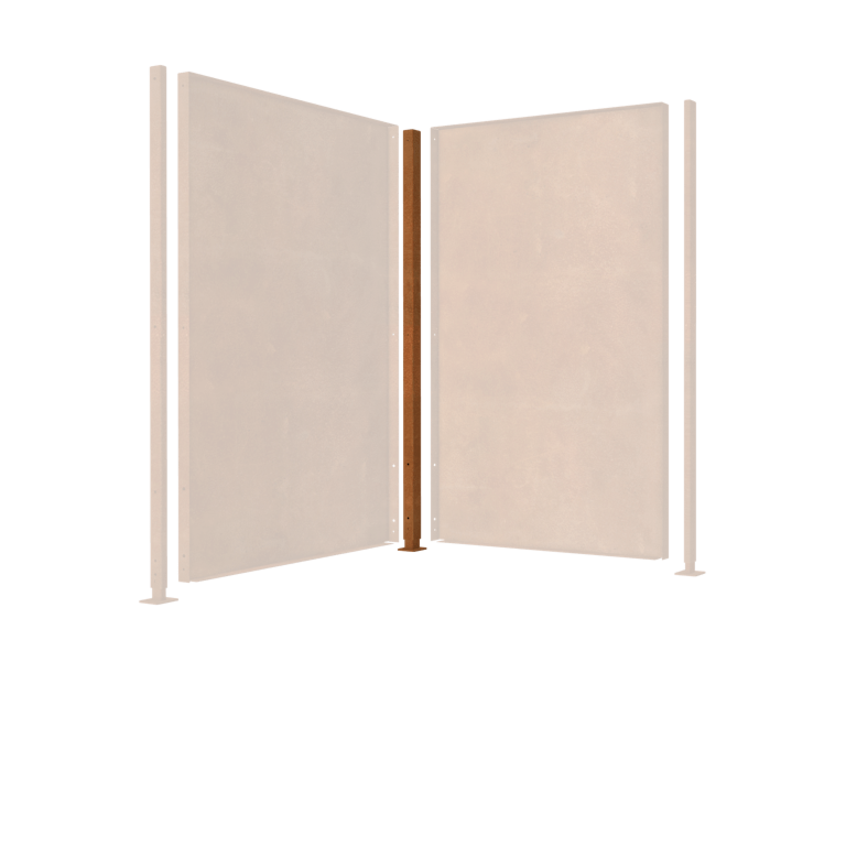 Stâlp de suport din oțel corten bază plată colț cu 190 x 6 x 6 cm