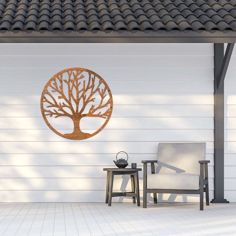 Decor de perete din oțel corten Copac