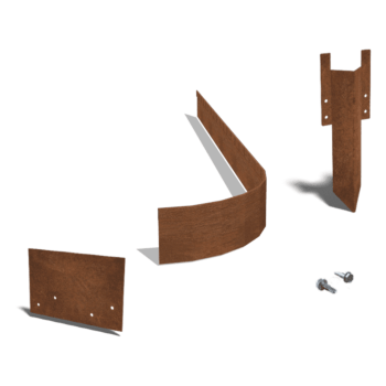 Separator de gazon din oțel corten formă aplatizată FLEX 13 cm set complet pe 15 metri