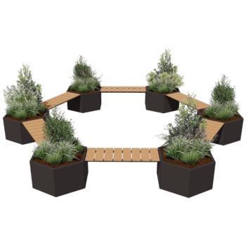 Jardinieră din oțel - Configurație foc de tabără - 502,2 x 459,2 x 50 cm - Altă culoare RAL - Cu băncuță - Fără placă de bază