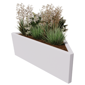 Jardinieră din oțel - Triunghiular isoscel - 112,2 x 60,5 x 40 cm - Altă culoare RAL - Fără placă de bază