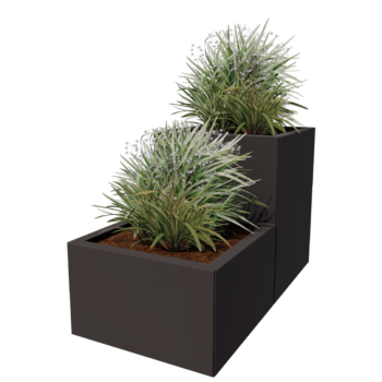 Jardinieră din oțel - Model în trepte din 2 piese - 100 x 50 x 60 cm - RAL9010 mat (alb) - Fără placă de bază