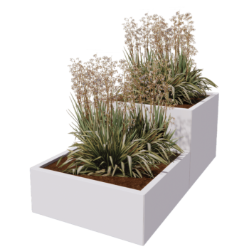 Jardinieră din oțel - Model în trepte din 2 piese - 160 x 80 x 60 cm - Altă culoare RAL - Cu placă de bază