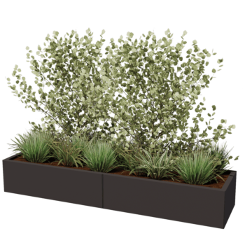 Jardinieră XXL din oțel - Dreptunghiular - 200 x 50 x 40 cm - Altă culoare RAL - Fără placă de bază