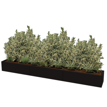 Jardinieră XXL din oțel - Dreptunghiular - 300 x 40 x 40 cm - Altă culoare RAL - Fără placă de bază