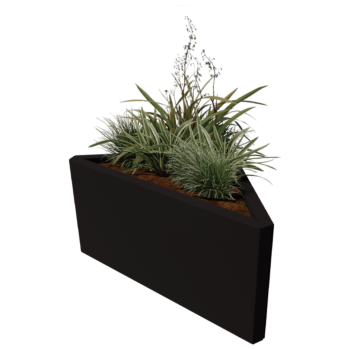 Jardinieră din oțel - Triunghiular isoscel - 83,9 x 46,4 x 40 cm - RAL9010 mat (alb) - Fără placă de bază
