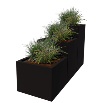 Jardinieră din oțel - Model în trepte din 3 piese - 150 x 50 x 80 cm - Altă culoare RAL - Cu placă de bază