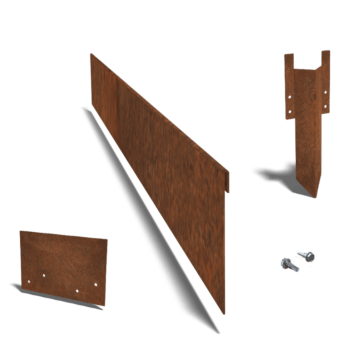 Separator de gazon din oțel corten formă aplatizată 13 cm set complet pe 15 metri