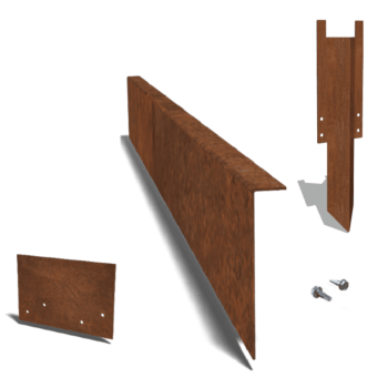 Separator de gazon din oțel corten în unghi 22 cm set complet pe 15 metri