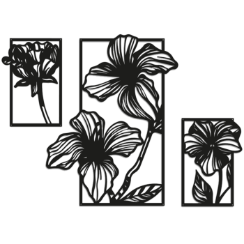 Decoratiuni perete din metal - Flori 3 părți Large - 97,2 x 141,4 cm