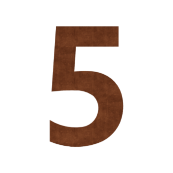 Număr de casă din oțel corten 5 - 9,2 x 15 cm - Autoadeziv