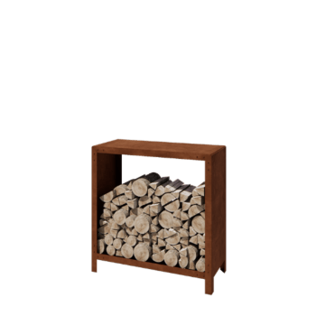 Suport din oțel corten pentru lemne Indiana 100 x 100 x 40 cm