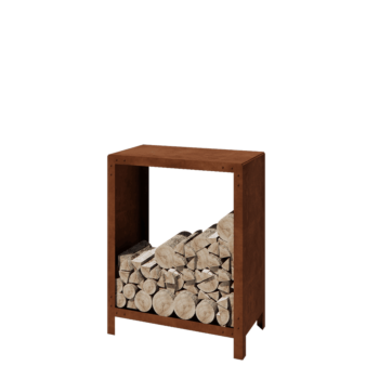 Suport pentru lemne din oțel corten - Indiana - 80 x 40 x 100 cm