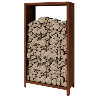 Suport pentru lemne din oțel corten - Indiana - 100 x 40 x 180 cm