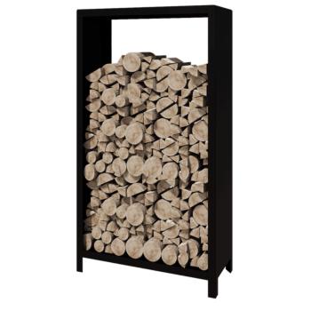 Suport pentru lemne din oțel - Indiana - 100 x 40 x 180 cm - RAL9005 mat (negru)