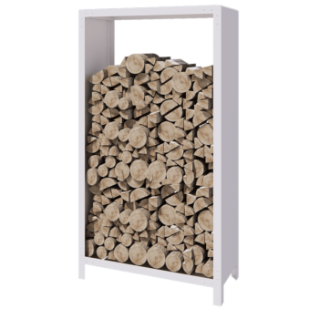 Suport pentru lemne din oțel - Indiana - 100 x 40 x 180 cm - RAL9010 mat (alb)