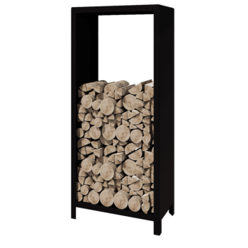 Suport pentru lemne din oțel - Indiana - 80 x 40 x 180 cm - RAL9005 mat (negru)