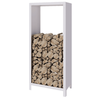 Suport pentru lemne din oțel - Indiana - 80 x 40 x 180 cm - RAL9010 mat (alb)