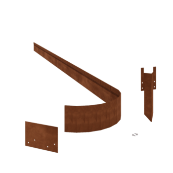 Separator de gazon din oțel corten formă aplatizată FLEX 13 cm set complet per 24 metri