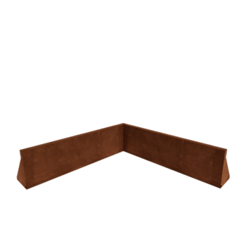 Zid de sprijin din oțel corten - Colț interior - 100 x 100 x 30 cm