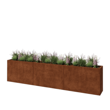 Jardinieră XXL din oțel corten - Dreptunghiular - 360 x 40 x 80 cm - Fără placă de bază