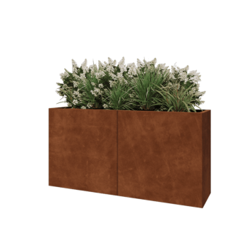 Jardinieră XXL din oțel corten - Dreptunghiular - 160 x 40 x 80 cm - Cu placă de bază