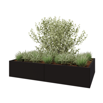 Jardinieră XXL din oțel - Dreptunghiular - 200 x 120 x 40 cm - RAL9005 mat (negru) - Cu placă de bază