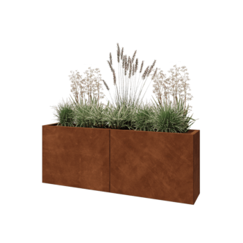 Jardinieră XXL din oțel corten - Dreptunghiular - 160 x 30 x 60 cm - Cu placă de bază