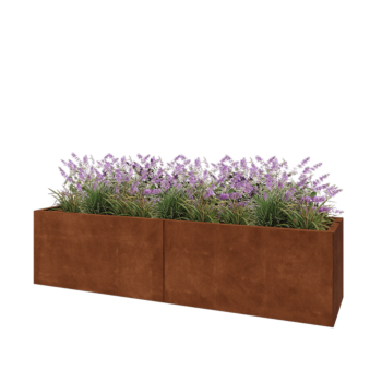 Jardinieră XXL din oțel corten - Dreptunghiular - 200 x 50 x 50 cm - Cu placă de bază