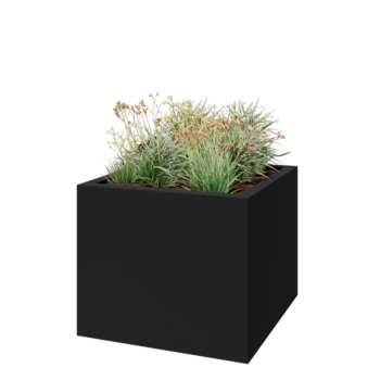 Jardinieră din fibră de sticlă - Pătrat - 120 x 120 x 100 cm - RAL7021 mat (gri negru) - Cu fund