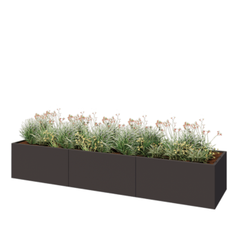 Jardinieră XXL din oțel - Dreptunghiular - 360 x 80 x 60 cm - RAL7016 mat (gri antracit) - Cu placă de bază