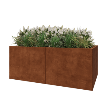 Jardinieră XXL din oțel corten - Dreptunghiular - 200 x 80 x 80 cm - Cu placă de bază