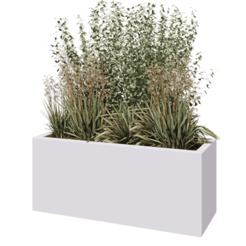 Jardinieră din fibră de sticlă - Dreptunghi - 120 x 40 x 50 cm - RAL9010 mat (alb) - Cu fund