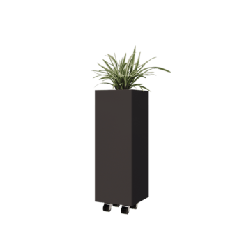 Jardinieră din oțel - Pătrat - 30 x 30 x 80 cm - RAL7016 mat (gri antracit) - Cu placă de bază - Cu roți