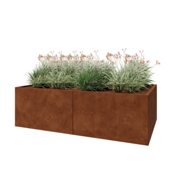 Jardinieră XXL din oțel corten - Dreptunghiular - 200 x 80 x 60 cm - Cu placă de bază