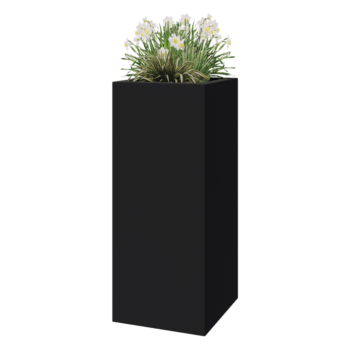 Jardinieră din fibră de sticlă - Pătrat - 50 x 50 x 120 cm - RAL7021 mat (gri negru) - Cu fund