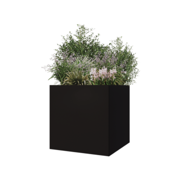 Jardinieră din oțel - Pătrat - 70 x 70 x 70 cm - RAL9005 mat (negru) - Cu placă de bază