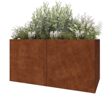 Jardinieră XXL din oțel corten - Dreptunghiular - 200 x 100 x 100 cm - Cu placă de bază
