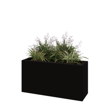 Jardinieră din fibră de sticlă - Dreptunghi - 100 x 30 x 50 cm - RAL9005 mat (negru) - Cu fund