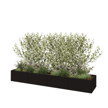 Jardinieră XXL din oțel - Dreptunghiular - 320 x 60 x 40 cm - RAL9005 mat (negru) - Fără placă de bază