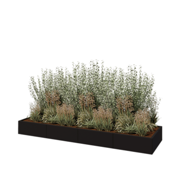 Jardinieră XXL din oțel - Dreptunghiular - 320 x 80 x 30 cm - RAL9005 mat (negru) - Fără placă de bază