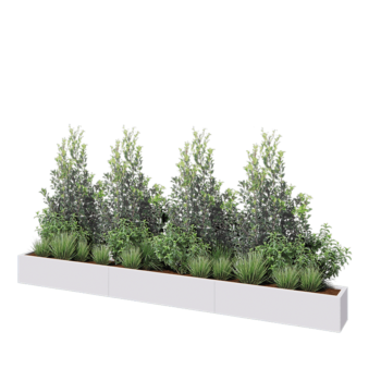 Jardinieră XXL din oțel - Dreptunghiular - 360 x 30 x 30 cm - RAL9010 mat (alb) - Fără placă de bază