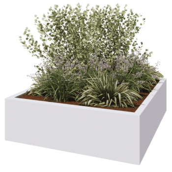 Jardinieră din fibră de sticlă - Pătrat - 200 x 200 x 60 cm - RAL9010 mat (alb) - Cu fund