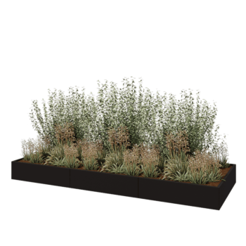 Jardinieră XXL din oțel - Dreptunghiular - 360 x 120 x 30 cm - RAL9005 mat (negru) - Fără placă de bază