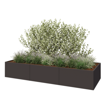 Jardinieră XXL din oțel - Dreptunghiular - 360 x 120 x 60 cm - RAL7016 mat (gri antracit) - Cu placă de bază