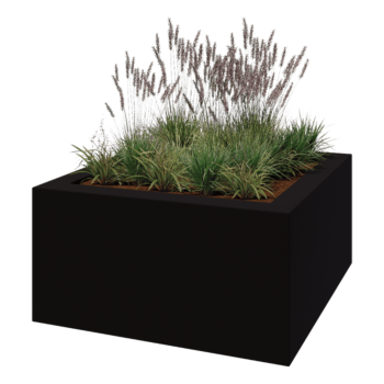 Jardinieră din fibră de sticlă - Pătrat - 160 x 160 x 80 cm - RAL9005 mat (negru) - Cu fund