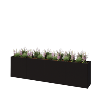 Jardinieră XXL din oțel - Dreptunghiular - 320 x 40 x 80 cm - RAL9005 mat (negru) - Cu placă de bază