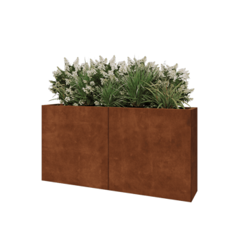 Jardinieră XXL din oțel corten - Dreptunghiular - 160 x 30 x 80 cm - Cu placă de bază