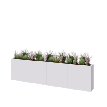 Jardinieră XXL din oțel - Dreptunghiular - 320 x 30 x 80 cm - RAL9010 mat (alb) - Fără placă de bază